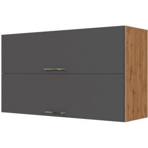 Held Möbel Klapphängeschrank Sorrento, 100x57x34 cm, Anthrazit und Wotaneiche Dekor.