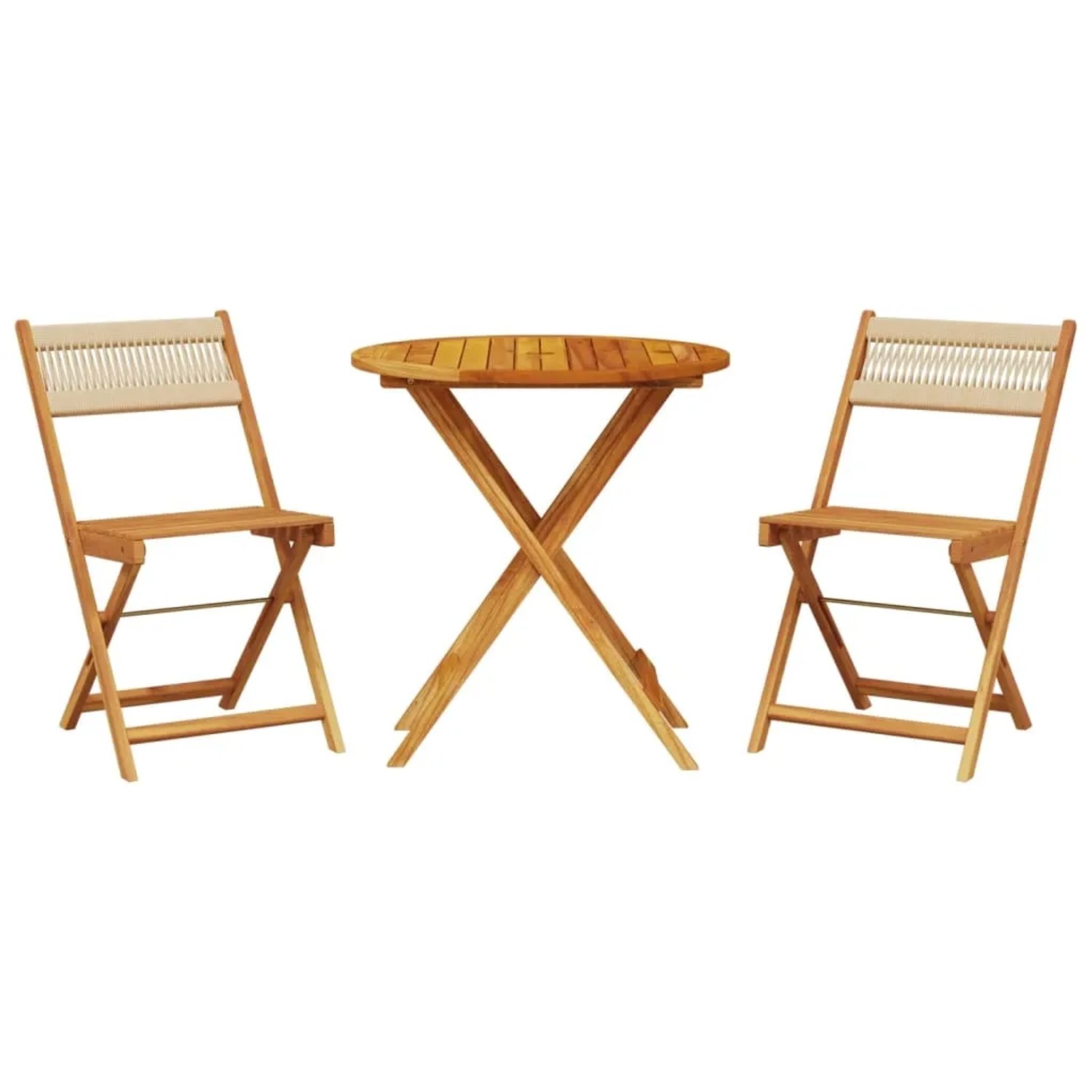 vidaXL 3-tlg Bistro-Set Beige Polypropylen und Massivholz Modell 2 günstig online kaufen