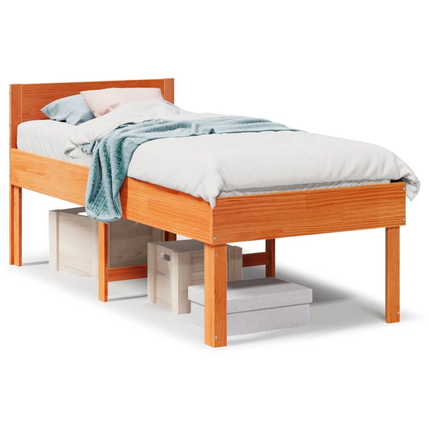 vidaXL Massivholzbett ohne Matratze Wachsbraun 75x190 cm Kiefernholz 855746 günstig online kaufen