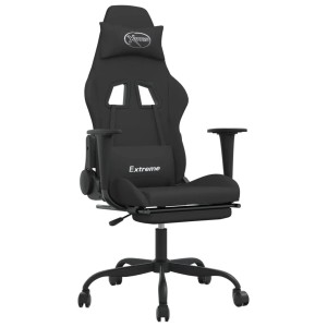vidaXL Gaming-Stuhl mit Massage & Fußstütze Schwarz Stoff 345483