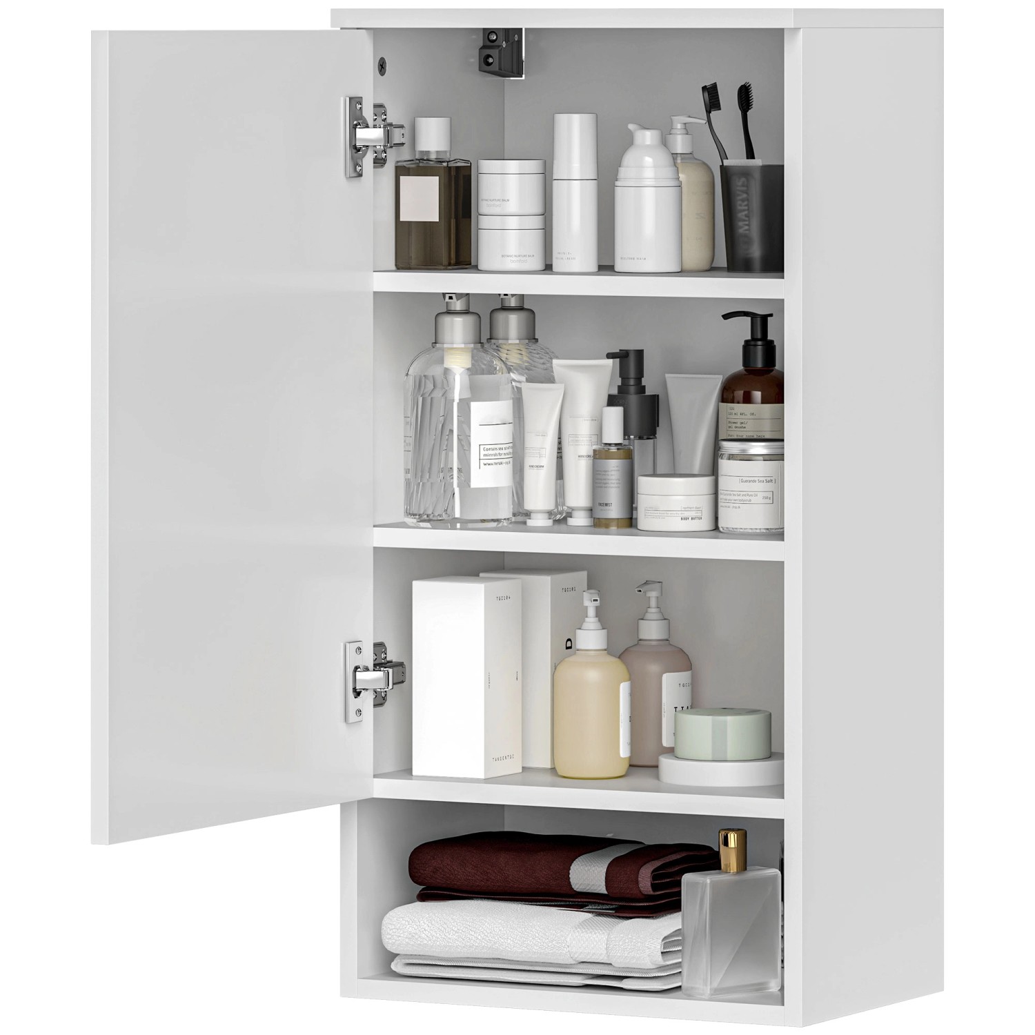HOMCOM Wandschrank mit Türen Spanplatte MDF Weiß 40L x 27B x 77H cm