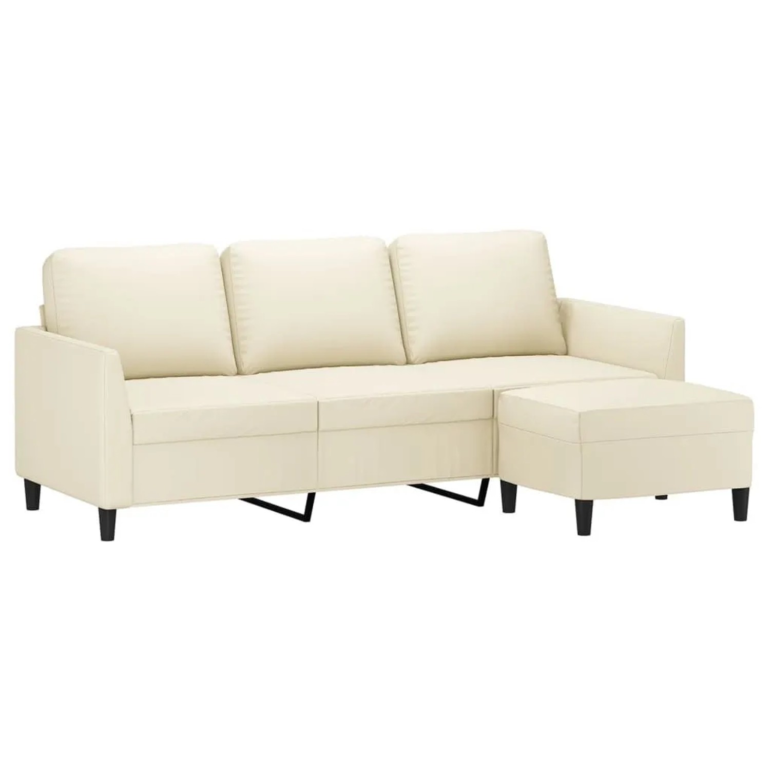 vidaXL 3-Sitzer-Sofa mit Hocker Creme 180 cm Kunstleder 3201123 günstig online kaufen