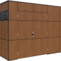 Modernes Bertilo Gartenhaus HPL 2 Italian Walnut, 345x229 cm, mit Fenster und Tür.