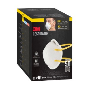 3M Atemschutzmasken FFP1, 20er-Pack. Staubschutzmasken in Verpackung.