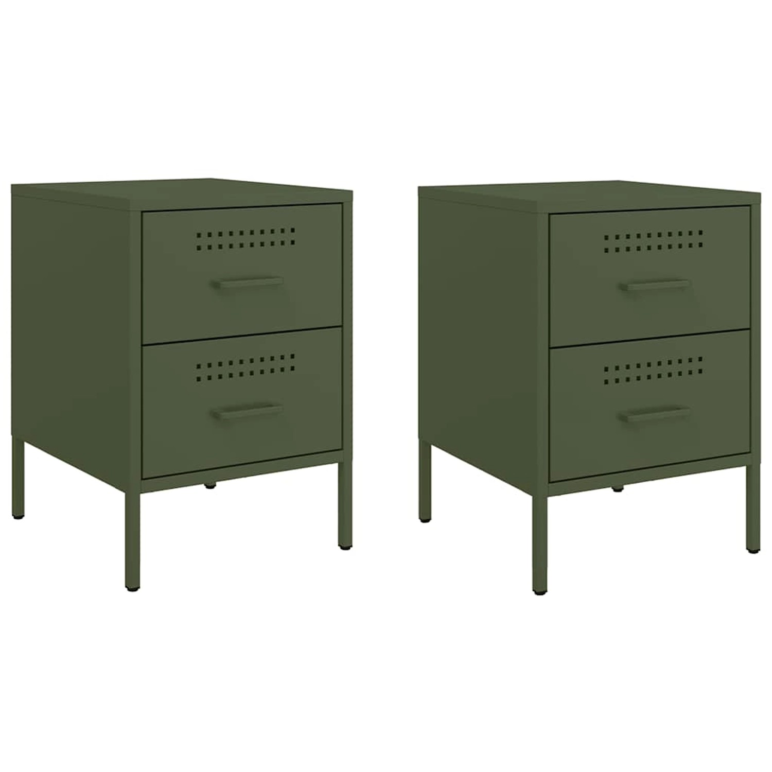 vidaXL Nachttische 2 Stk, Olivgrün 36x39x50,5 cm Stahl 842931 günstig online kaufen