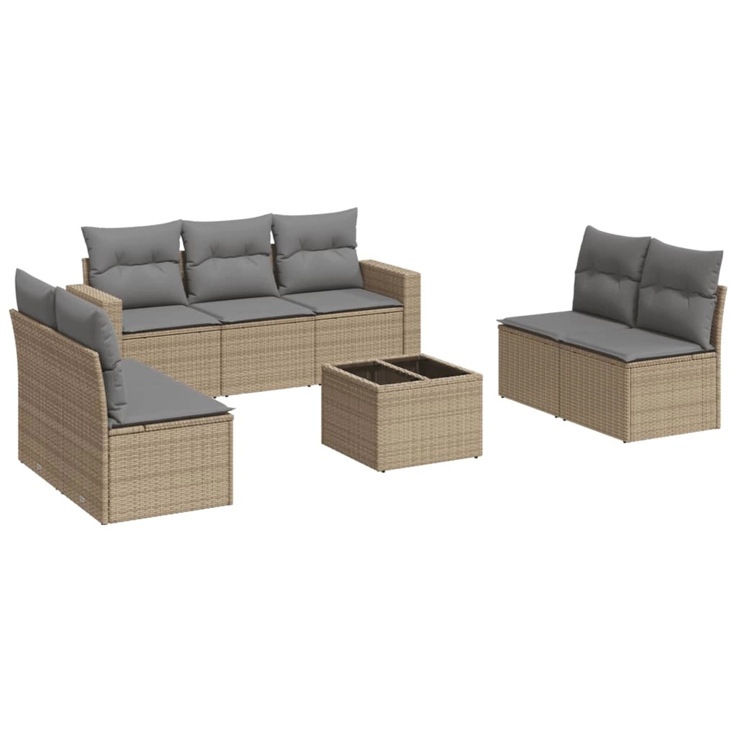 vidaXL 8-Tlg Garten-Sofagarnitur mit Kissen Beige Poly Rattan 3218829 günstig online kaufen