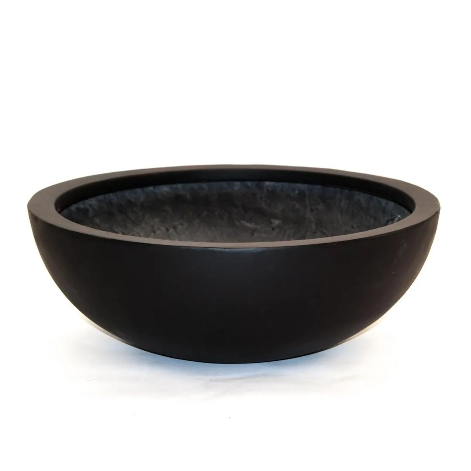 Elegant Einrichten Pflanzkübel Fiberglas Schale-Rund D55xH19cm Elegant-Schwarz-Matt
