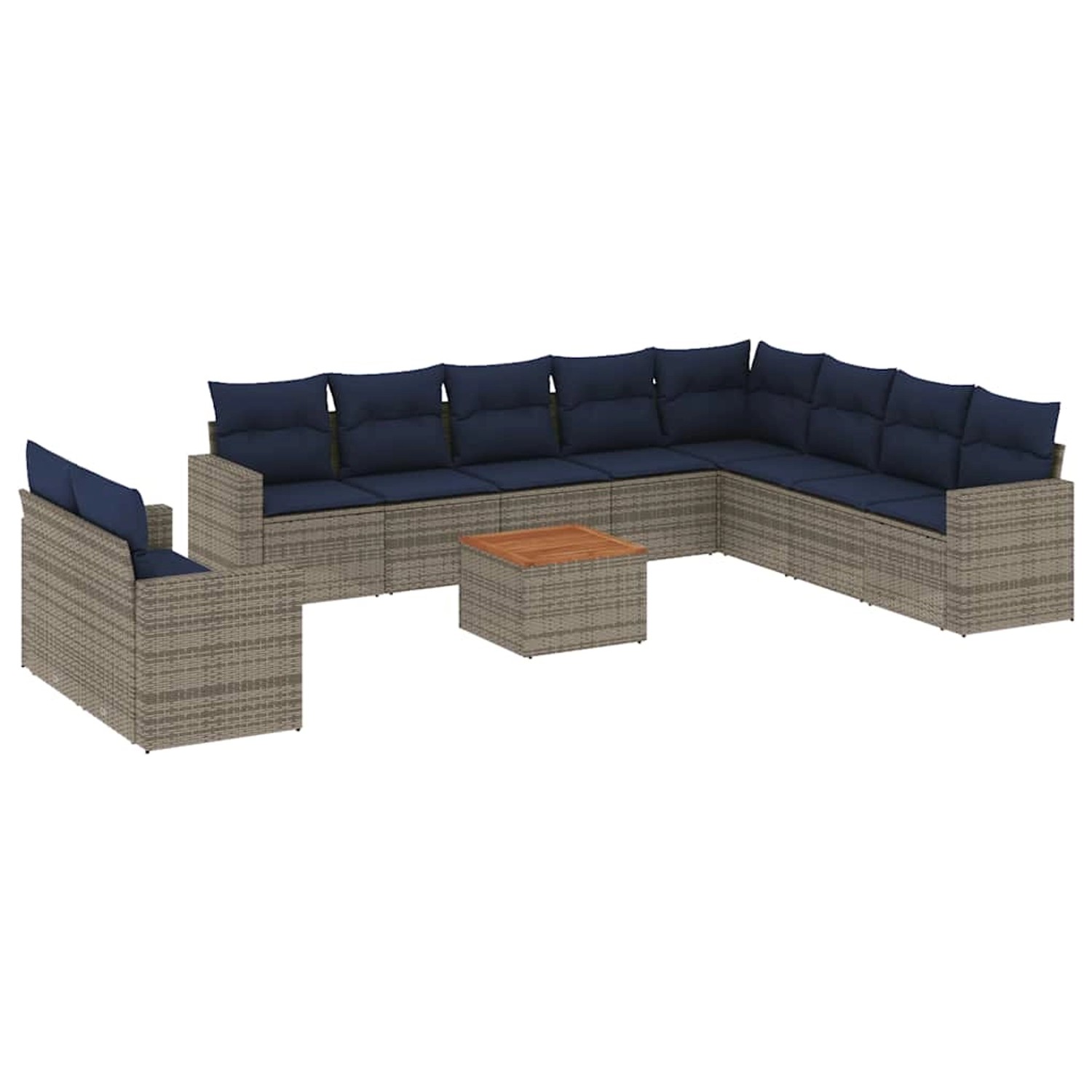 vidaXL 11-Tlg Garten-Sofagarnitur mit Kissen Grau Poly Rattan 3256530 günstig online kaufen