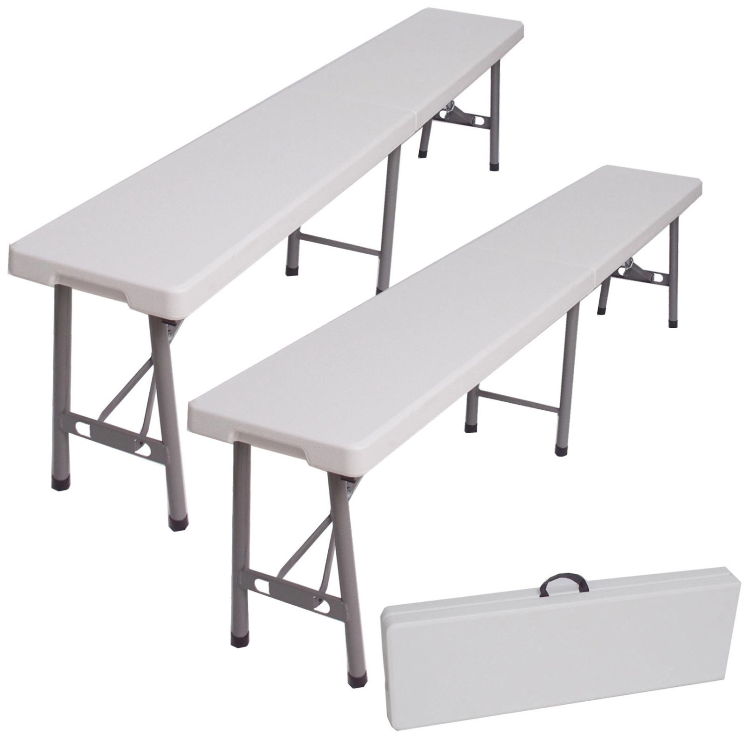 TRUTZHOLM 2x Bierzeltbank für 4 Personen Kunstoff 180cm Klappbar Weiß