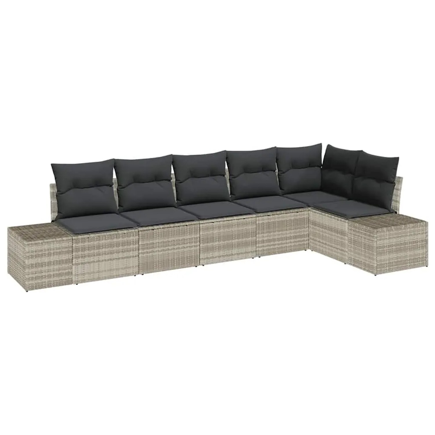 vidaXL Gartensofa-Set mit Speicher 6 Stk Hellgrau Poly-Rattan 3355751 günstig online kaufen