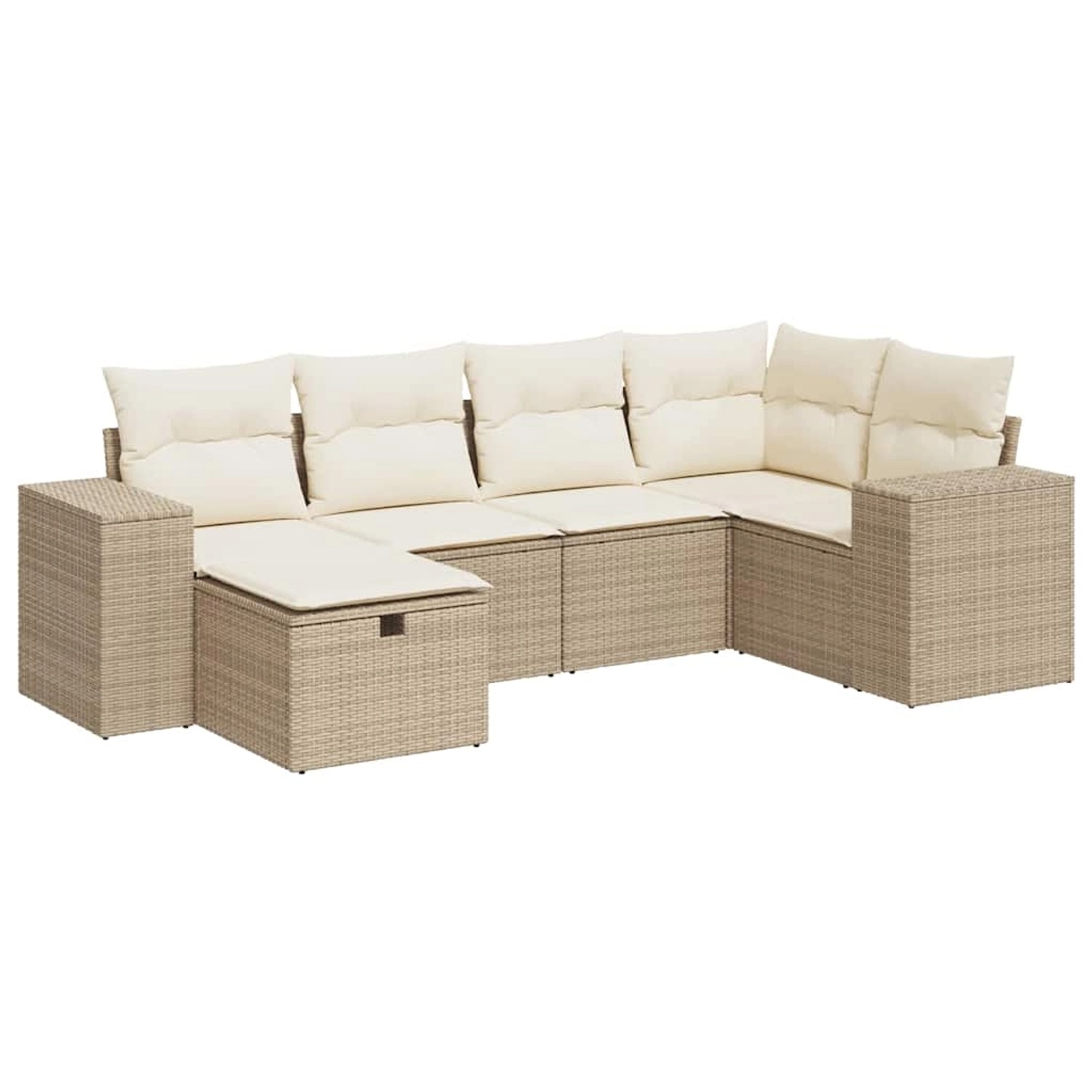 vidaXL 6-Tlg Garten-Sofagarnitur mit Kissen Beige Poly Rattan 3325684 günstig online kaufen
