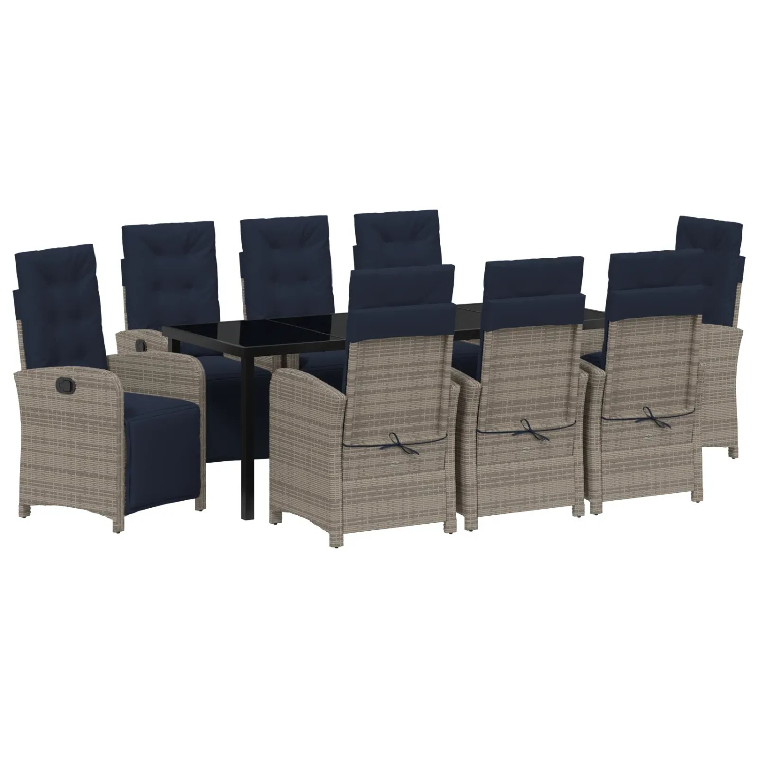 vidaXL 9-Teiliges Gartentischset in Grau aus Poly Rattan 3380364