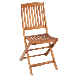 Klappbarer Gartenstuhl Greenville aus FSC®-Eukalyptusholz ohne Armlehnen.