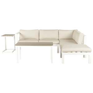Beliani Lounge Set MESSINA Weiss Heller Holzfarbton Beige