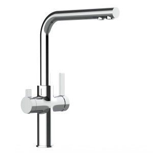 VIZIO Niederdruck 3-Wege Küchenarmatur, verchromt, mit schwenkbarem Auslauf.