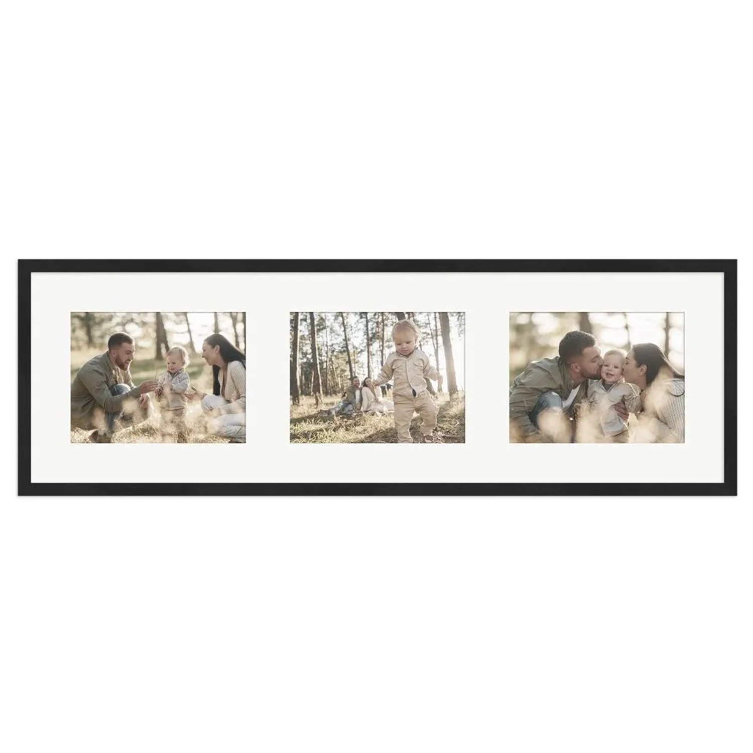 WANDStyle Galerierahmen G950 in Schwarz Gemasert 25 x 80 cm für 3 Bilder im Format 15 x 20 cm