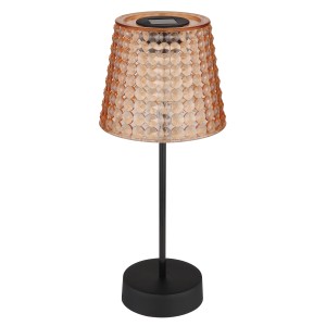 Globo LED-Solarleuchten-Set, amberfarbener Schirm in Kristalloptik, 2 Stück für stimmungsvolle Solar-Deko.