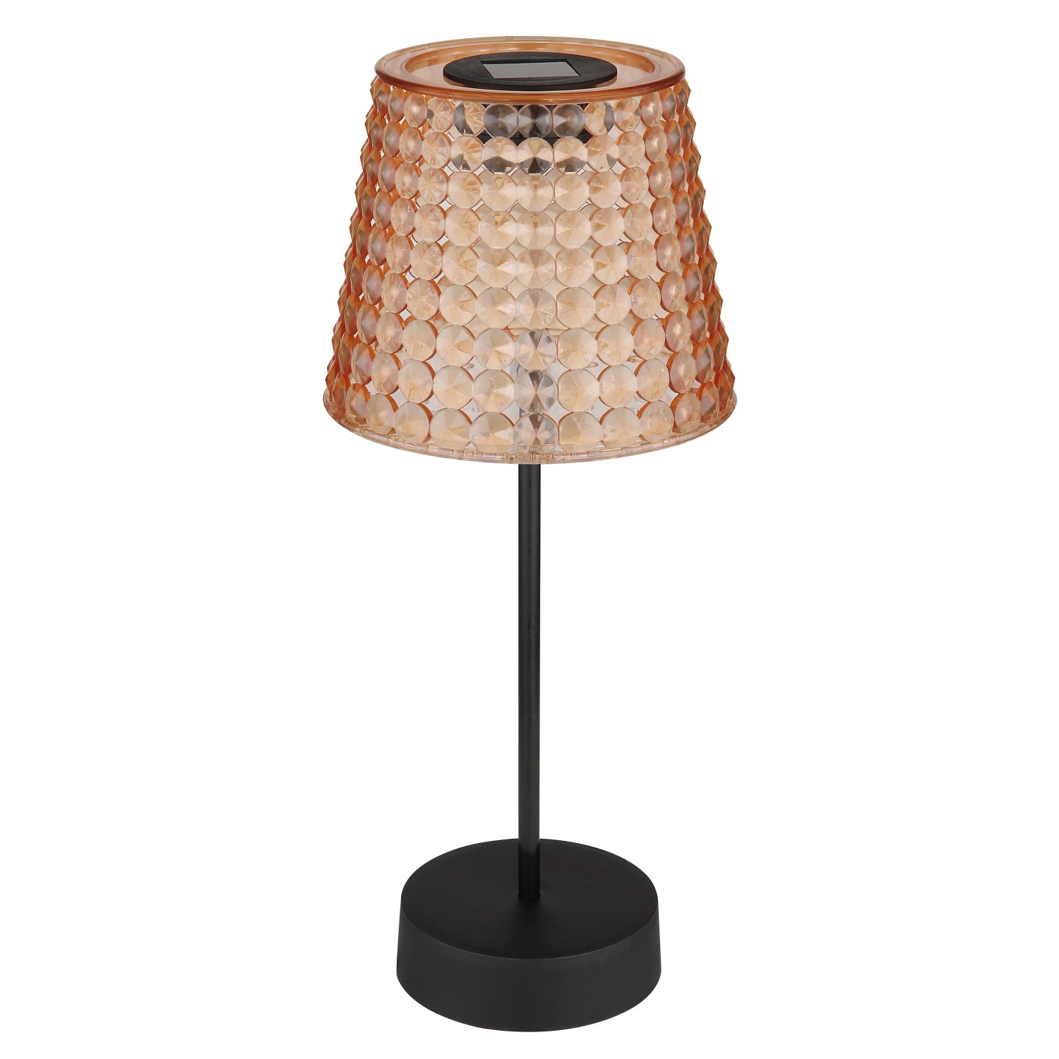Globo LED-Solarleuchten-Set, amberfarbener Schirm in Kristalloptik, 2 Stück für stimmungsvolle Solar-Deko.