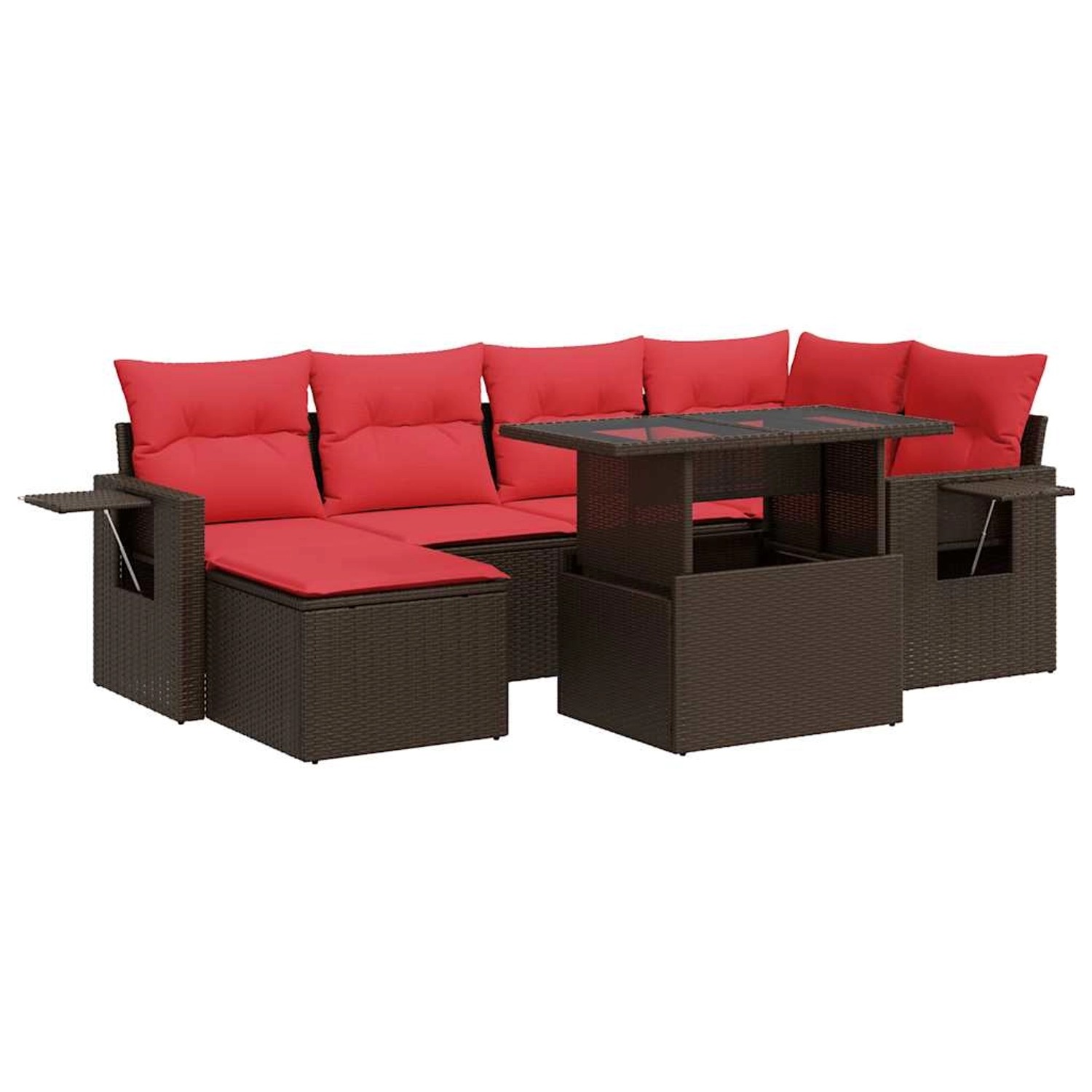vidaXL 7-Tlg Garten-Sofagarnitur mit Kissen Braun Poly Rattan Akazie 332651 günstig online kaufen