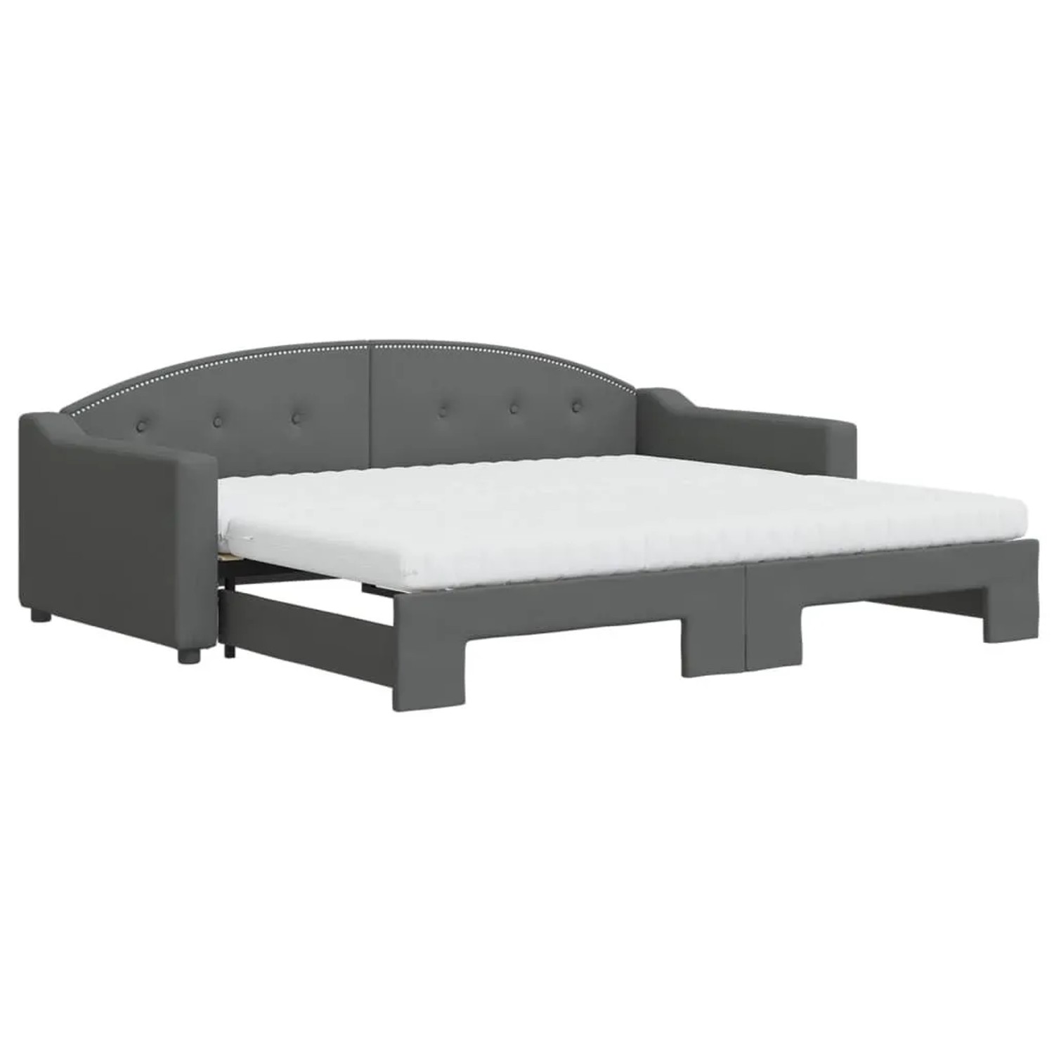 vidaXL Tagesbett Ausziehbar mit Matratzen Dunkelgrau 90x200 cm Stoff 3197549
