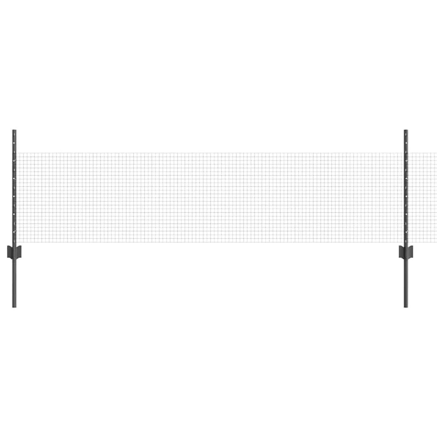 vidaXL Zaun mit Pfosten Grau 0,5 x 50 m Stahl und PVC 3336622