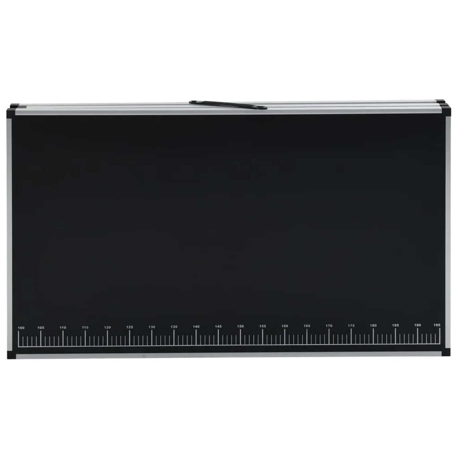 Zusammengeklappter, schwarzer vidaXL Tapeziertisch (300x60x78 cm) aus MDF und Aluminium.