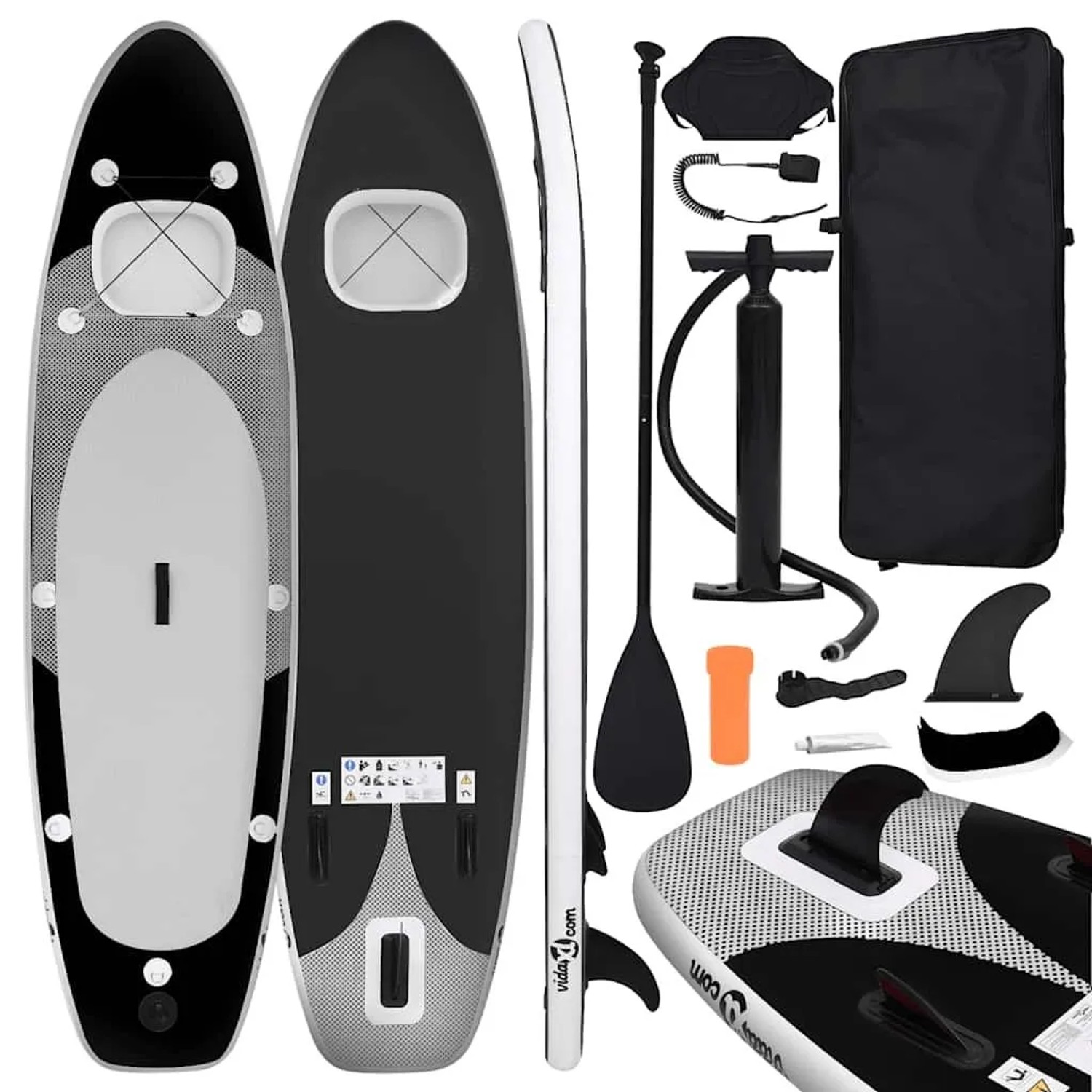 vidaXL SUP-Board-Set Aufblasbar Schwarz 330x76x10 cm 93388
