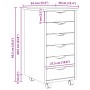 vidaXL Rollcontainer mit Schubladen MOSS Klarlack 34 x 39 x 65,5 cm 42032400_10