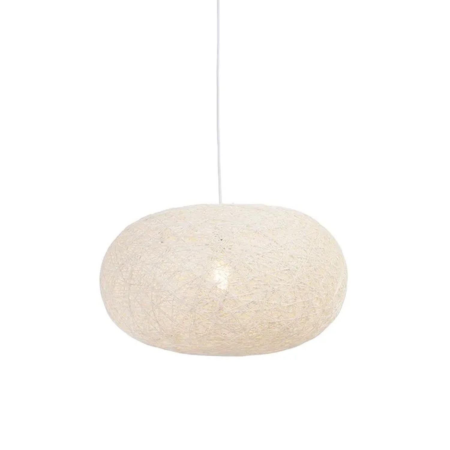 QAZQA Ländliche Hängelampe Weiß 50 cm Corda Flat