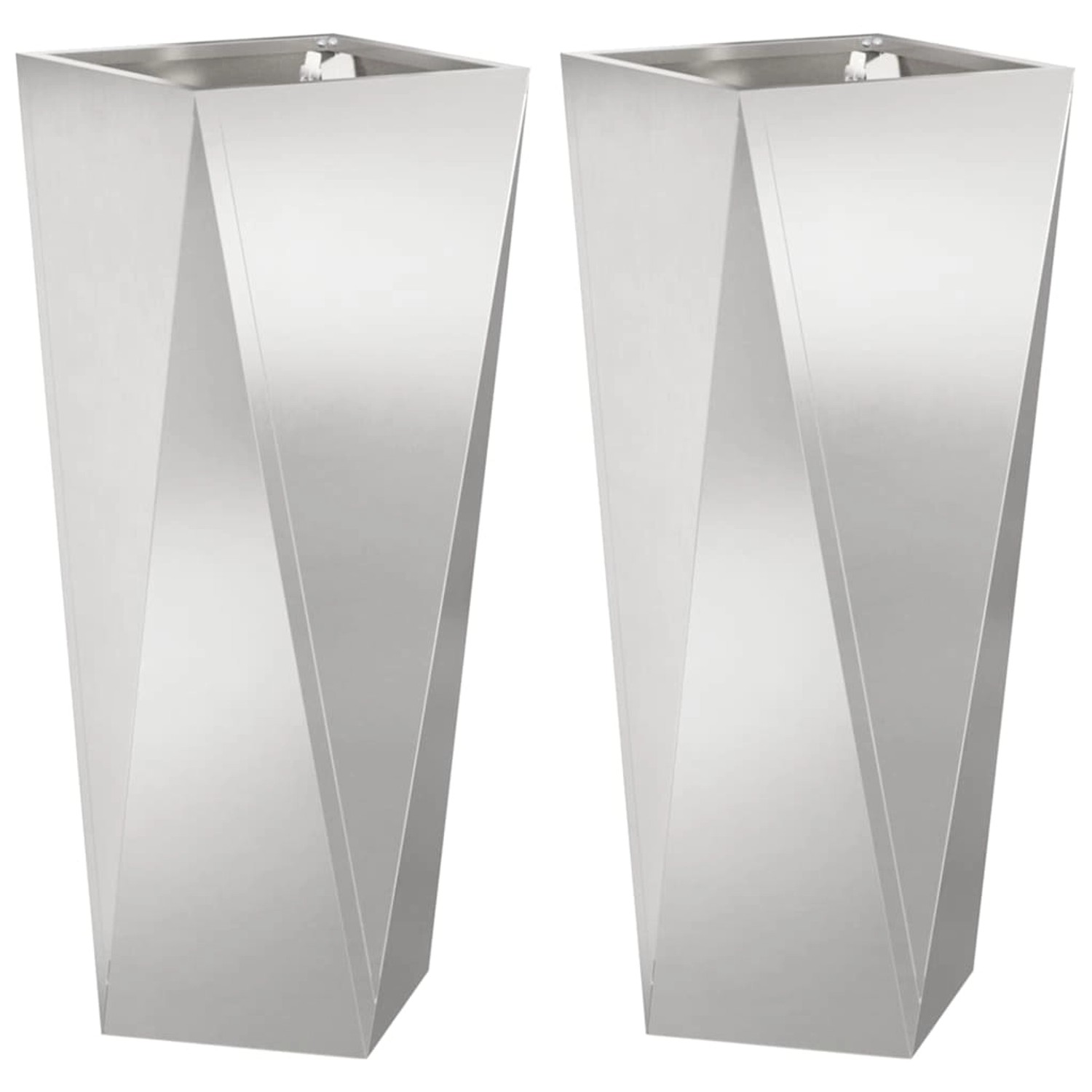 vidaXL Pflanzkübel 2 Stk Silber 30 x 30 x 75 cm Edelstahl 883775 günstig online kaufen