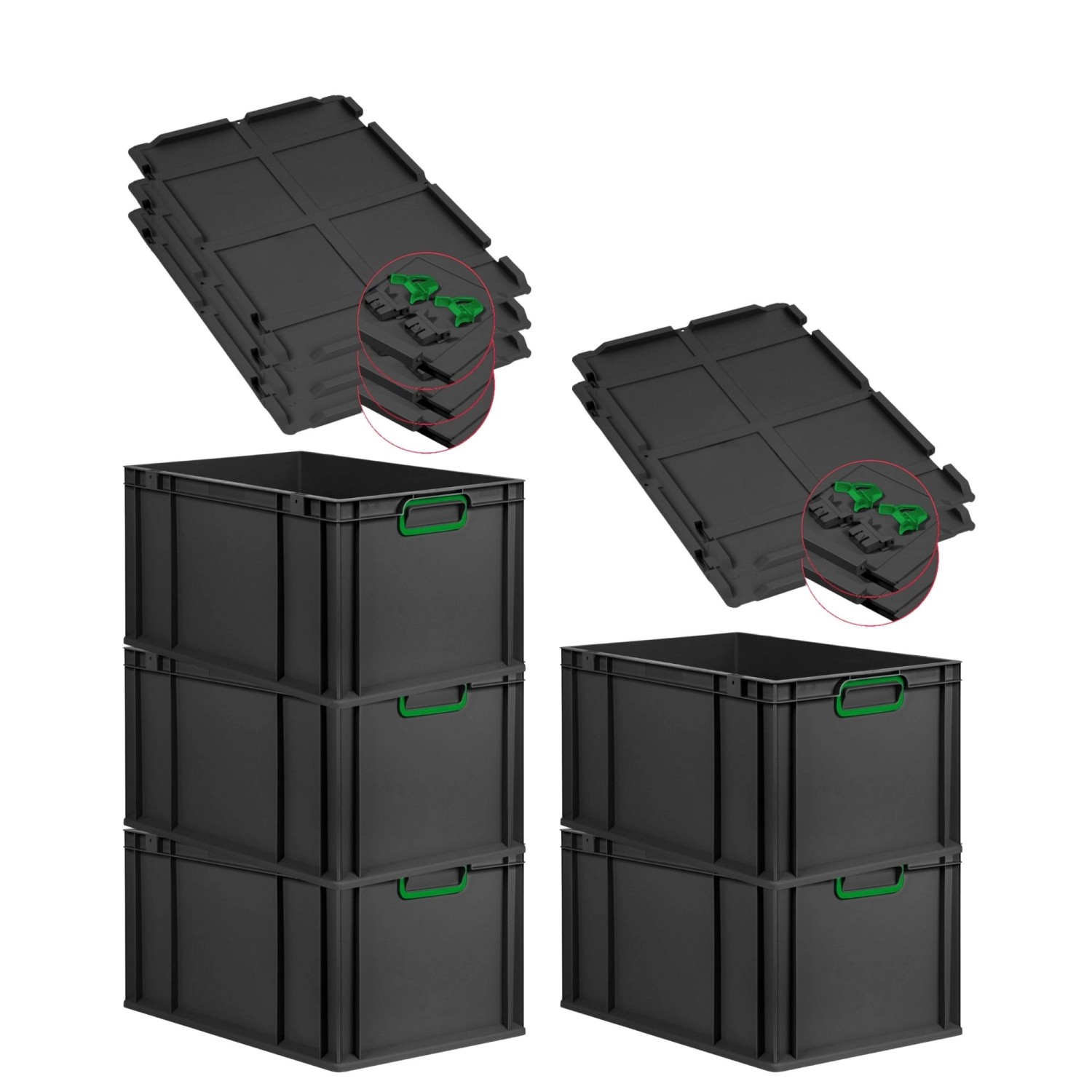 PROREGAL SuperSparSet 5x Eurobox Nextgen Color Mit Scharnierdeckel HxBxT 32 günstig online kaufen