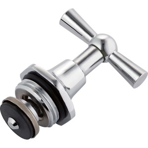 Knebelgriff mit Oberteil, 21 mm (R 1/2), verchromt, für Armaturen zur Wassermengenregulierung.