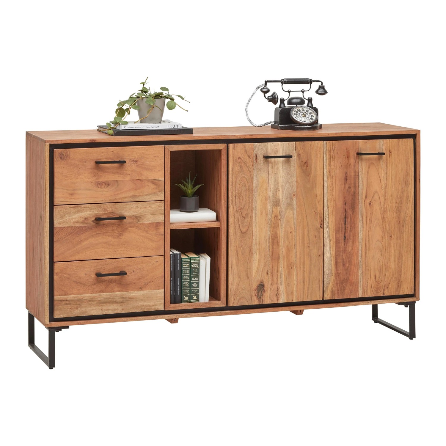 Mömax Sideboard Shiva Schwarz/Akaziefarben