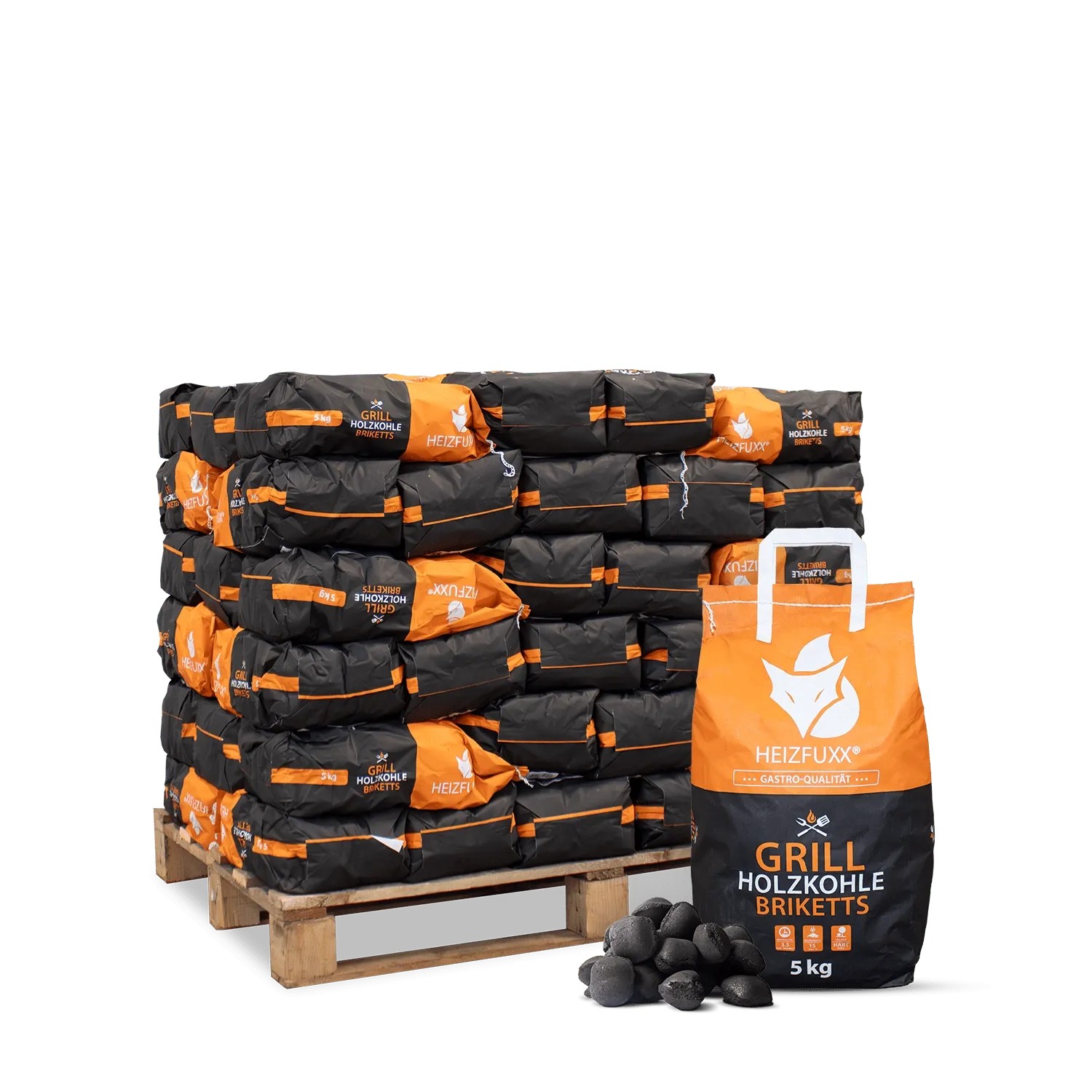 Heizfuxx Grillbriketts 5kg x 60 Sack 300kg 60er Palette