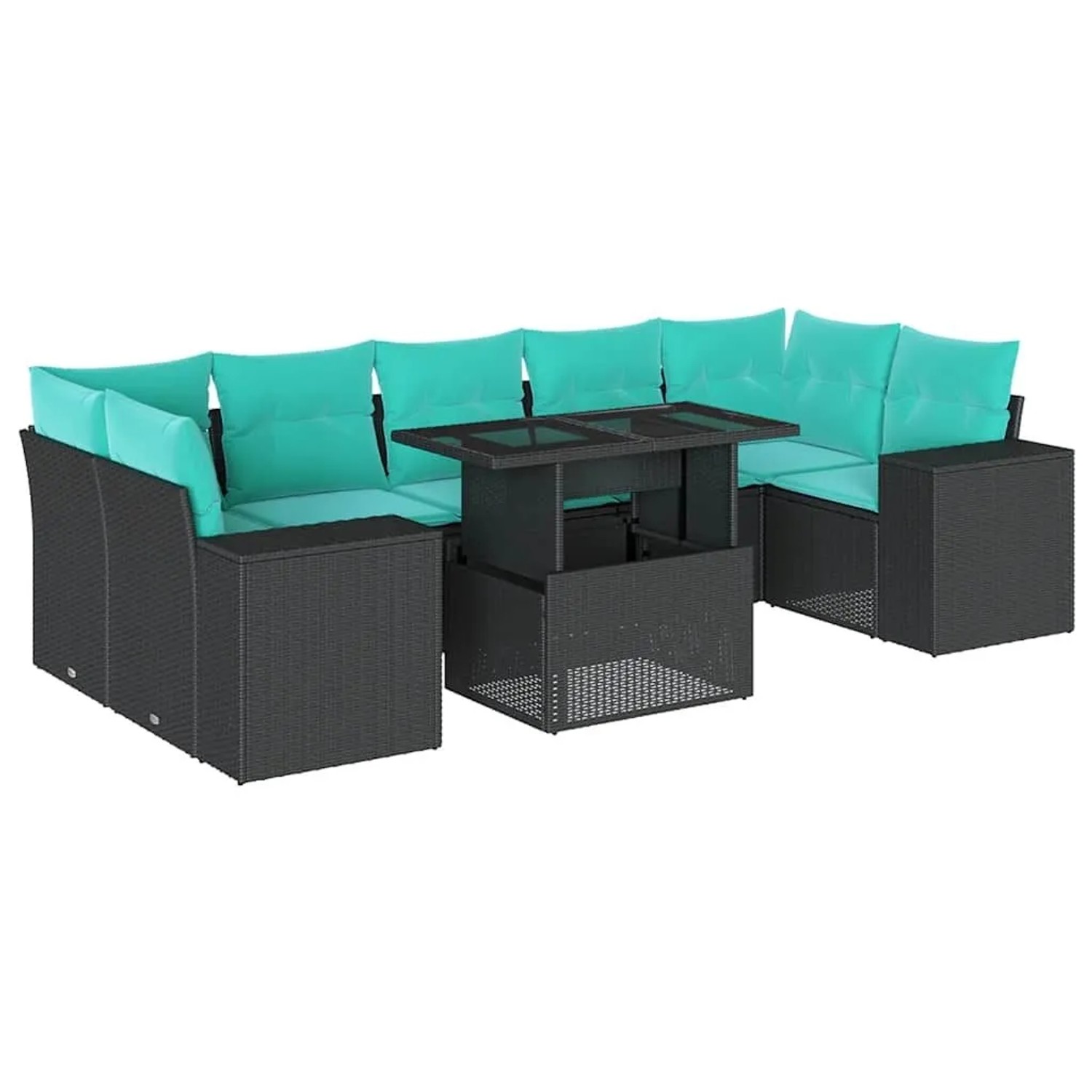 vidaXL 8-Tlg Gartensofa-Set mit Kissen Schwarz Polyrattan 3269037 günstig online kaufen