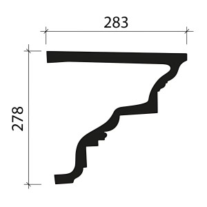 Abbildung einer weißen PROFHOME Eckleiste (28,3x27,8cm) für Fassadenprofile und Zierleisten.