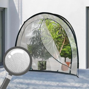 Transparentes Frostschutzhaus Ice Extrem mit Pflanzen. Ideal zum Überwintern von Kübelpflanzen.