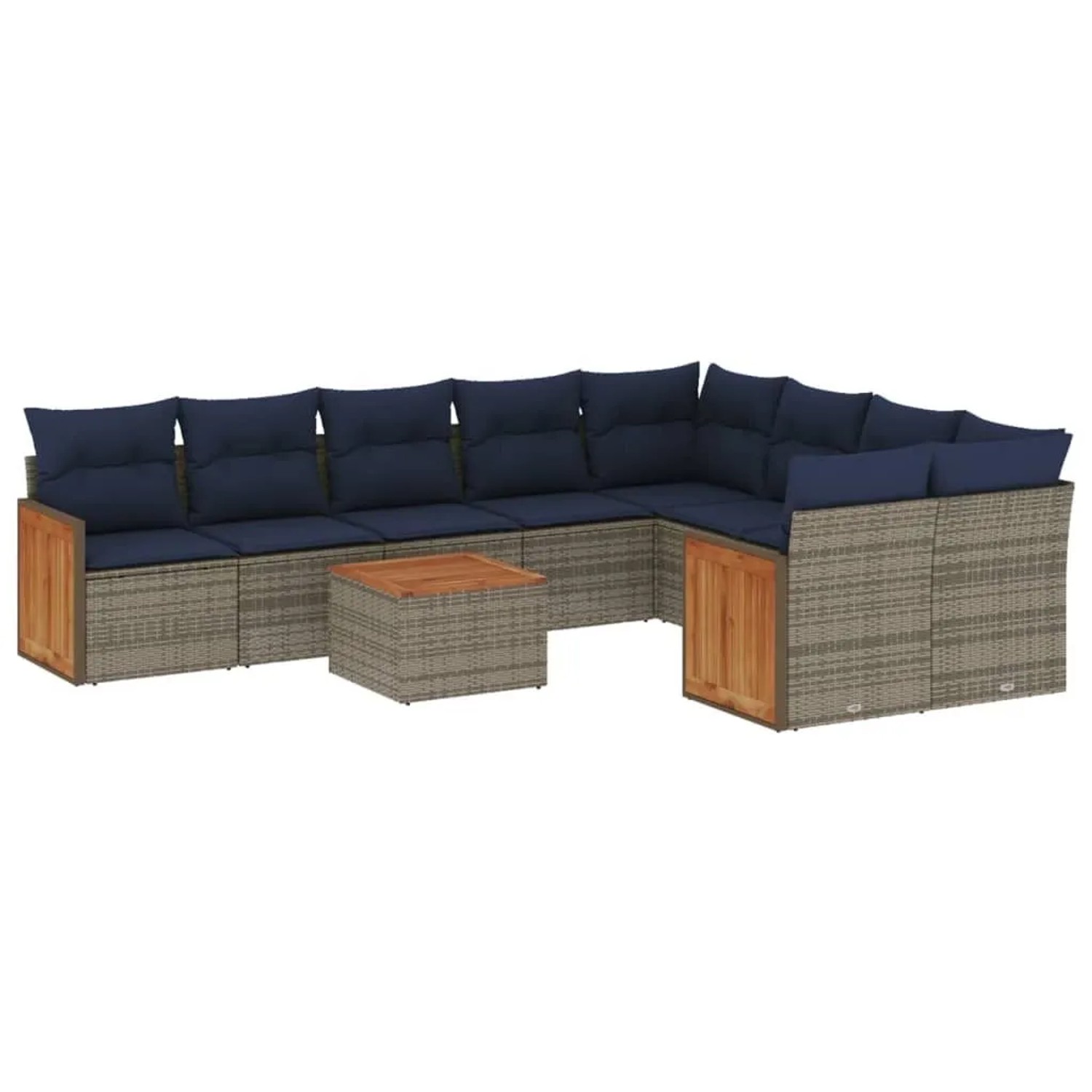 vidaXL 10-Tlg Gartensofa-Set mit Kissen Grau Polyrattan 3227993 günstig online kaufen