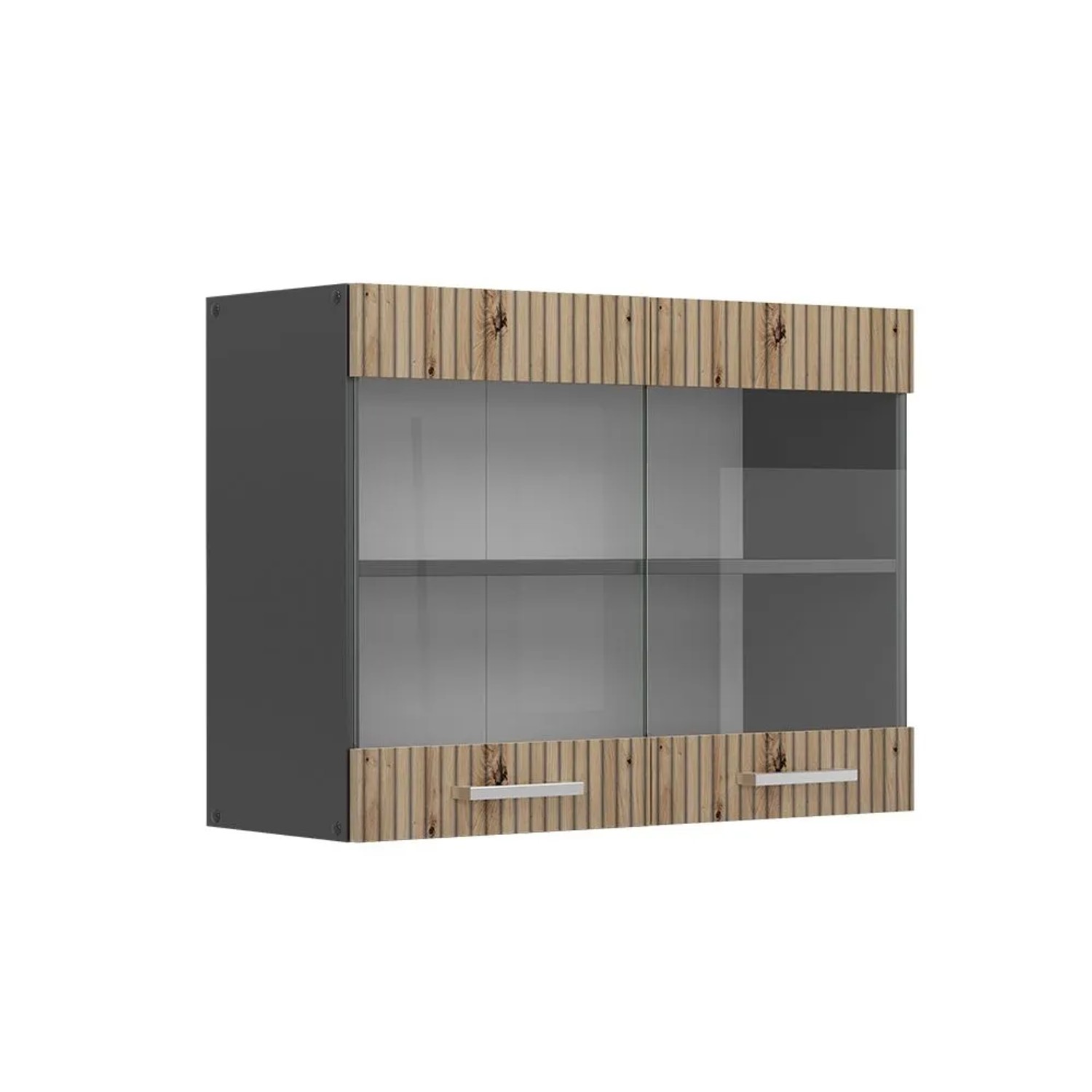 Vicco Küchenglasschrank R-Line Glashängeschrank Artisan-Eiche Anthrazit 80 cm