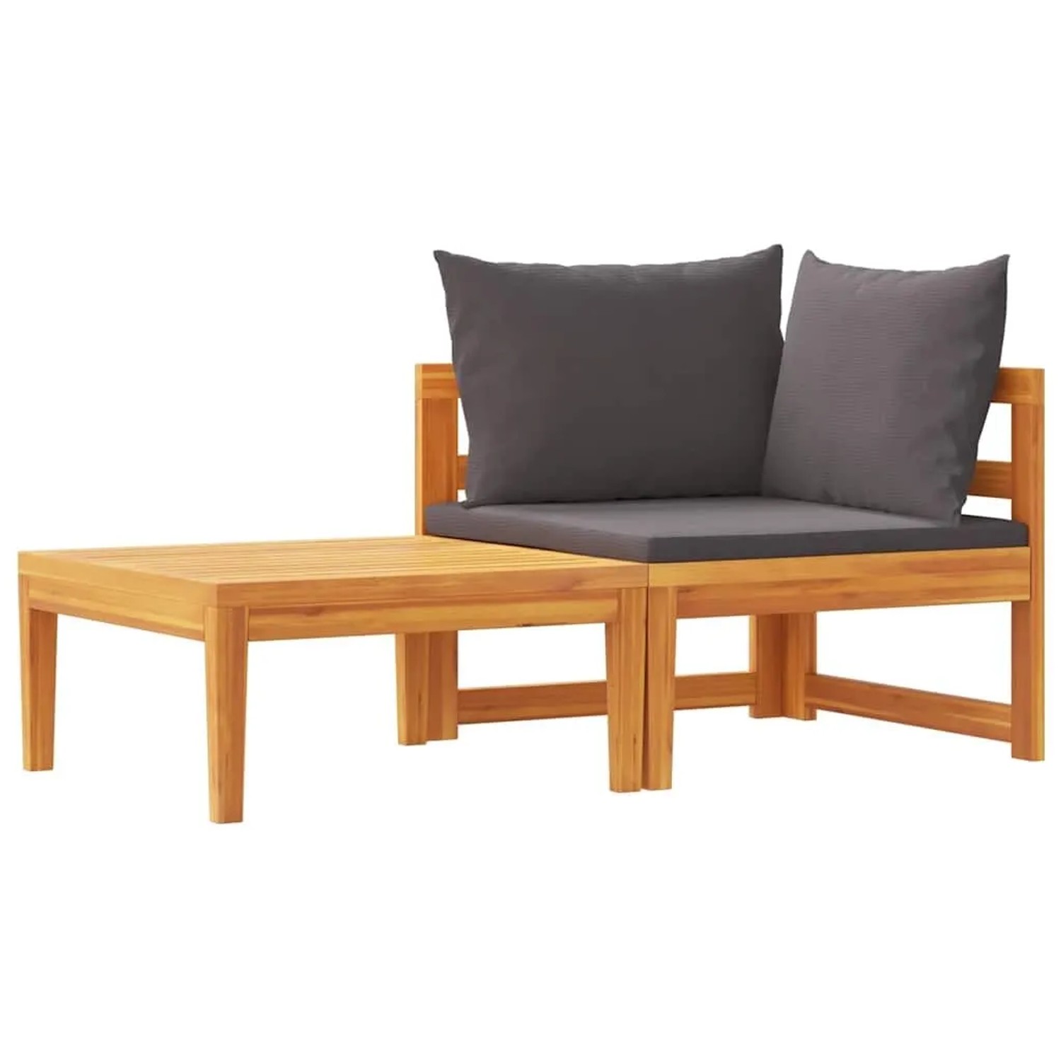 vidaXL 2-Tlg Garten-Lounge-Set mit Dunkelgrauen Kissen Akazienholz 316321