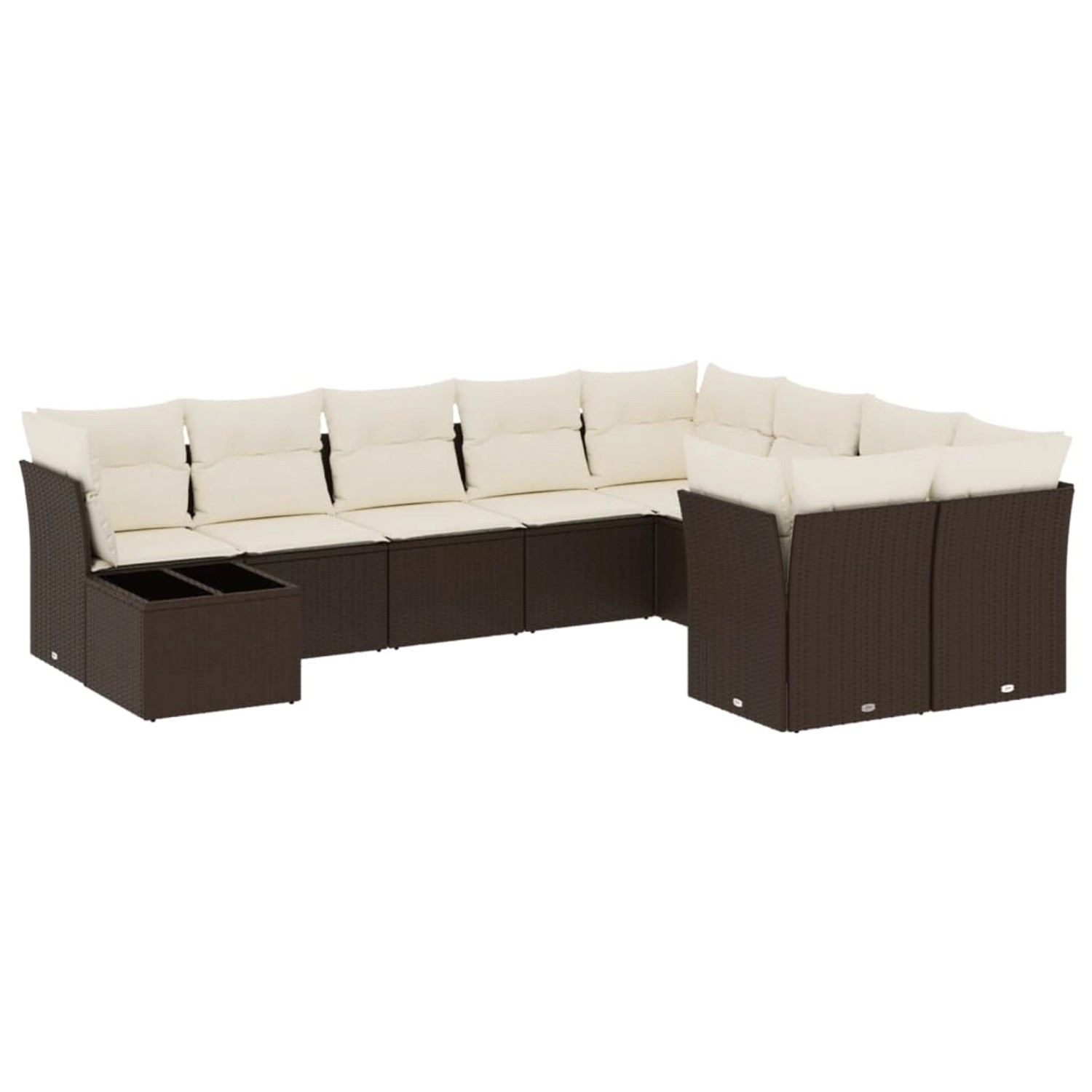 vidaXL 10-Tlg Garten-Sofagarnitur mit Kissen Braun Poly Rattan 3250032 günstig online kaufen