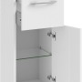 Pelipal Bad-Hängeschrank Quantum 01, weiß hochglanz, mit Schublade und offener Tür.