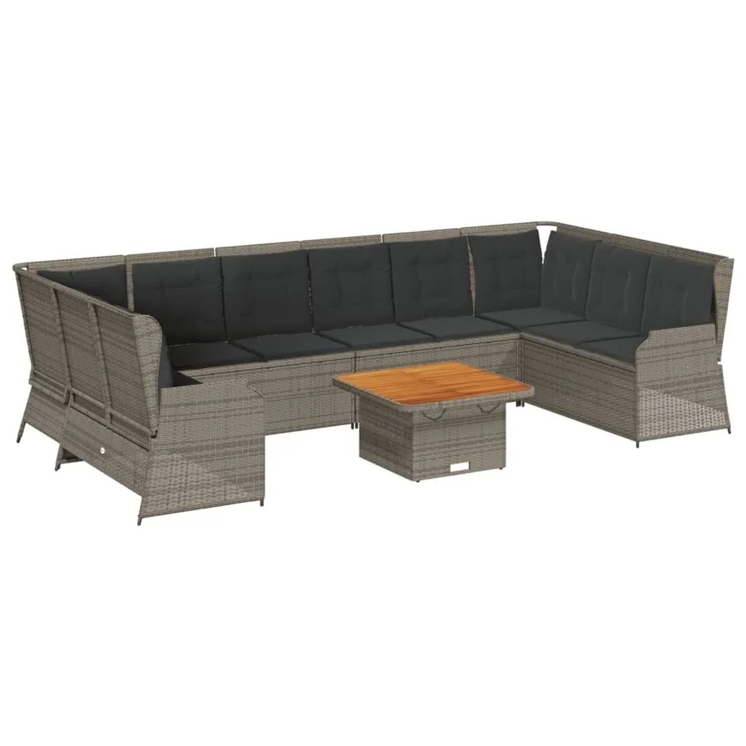 vidaXL 7-Tlg Garten-Lounge-Set mit Kissen Grau Poly Rattan 3262380