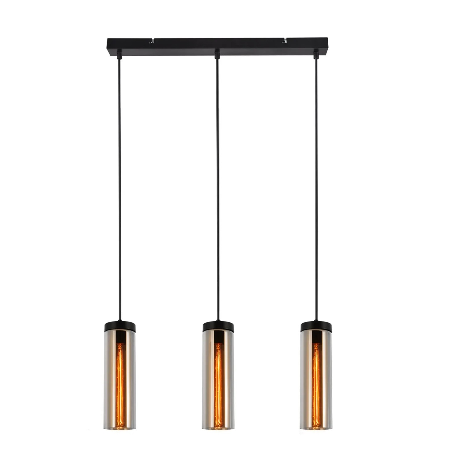 ZMH Pendelleuchte 3 flammig Vintage Retro Glas Höhenverstellbar E27 Hängeleuchte für Küche Wohnzimmer