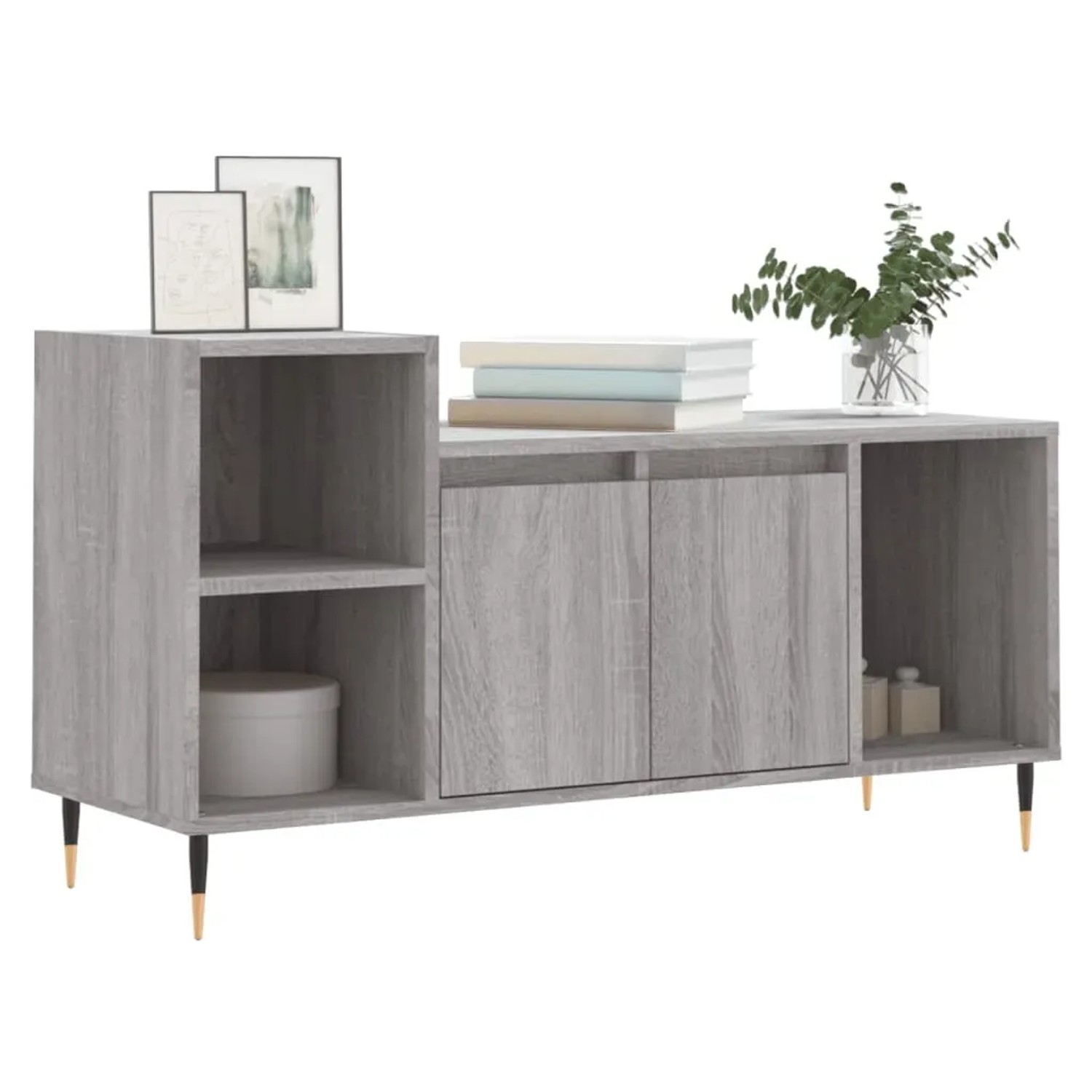 VidaXL TV-Schrank Grau Sonoma, 100x35x55 cm, Holzwerkstoff mit Fächern und Türen.