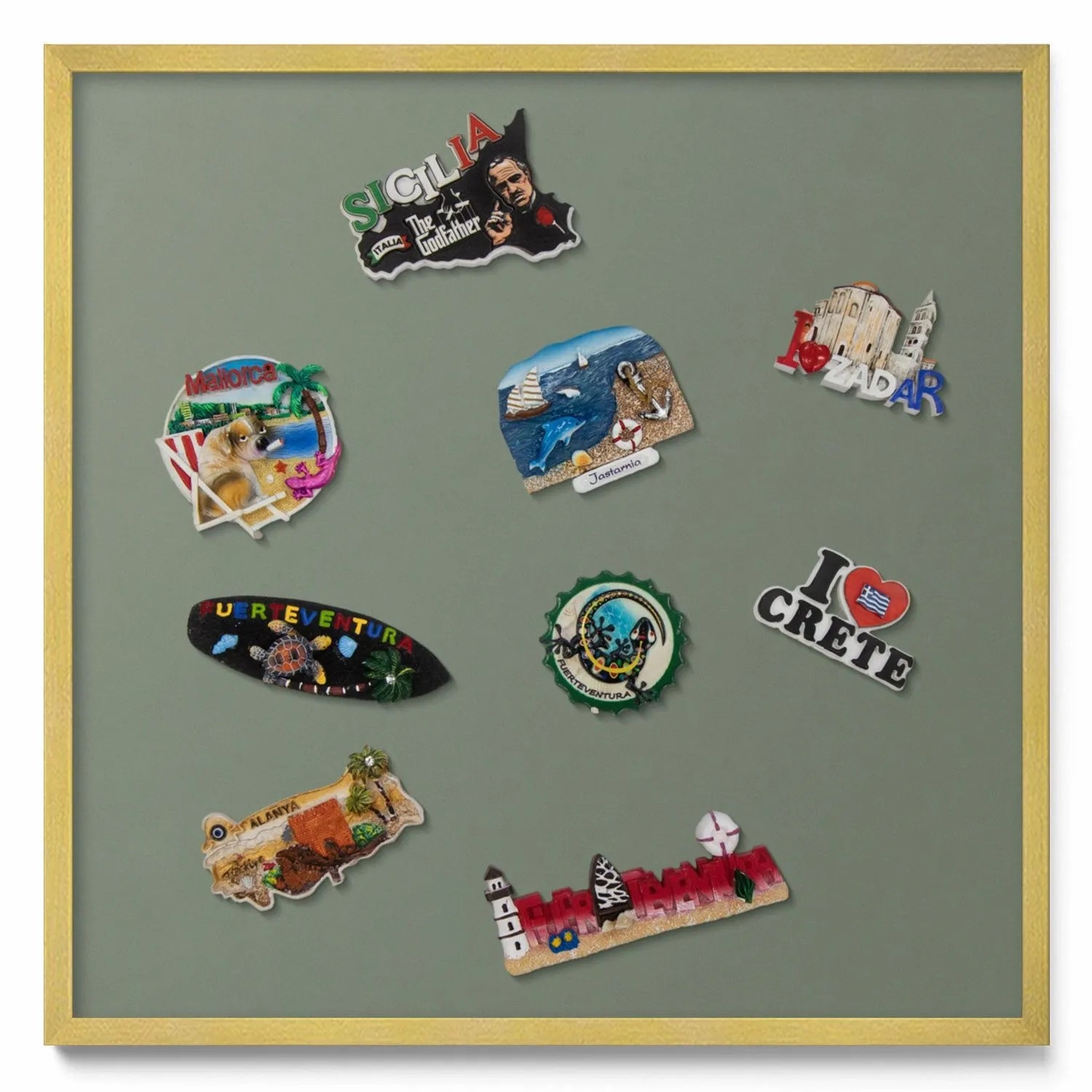 Tulup Magnettafel Gerahmte Magnettafel für Urlaubserinnerungen Olivfarben 5 günstig online kaufen