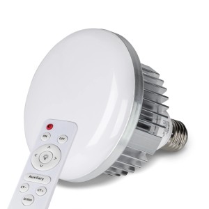 Weiße Walimex pro LED Lampe 45W Bi Color mit E27 Sockel und Fernbedienung. Einstellbare Farbtemperatur.