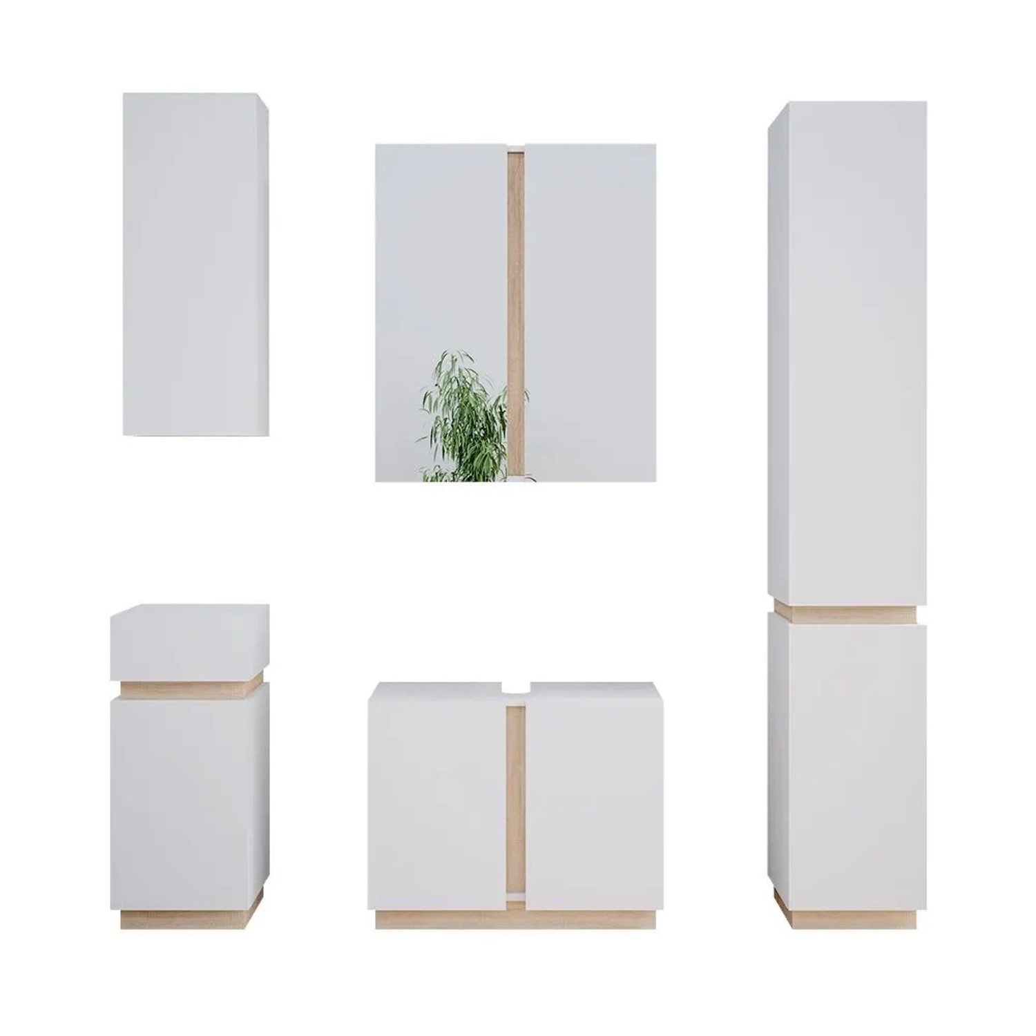Vicco Badmöbel-Set Gloria Weiß 70 x 56 5-teilig