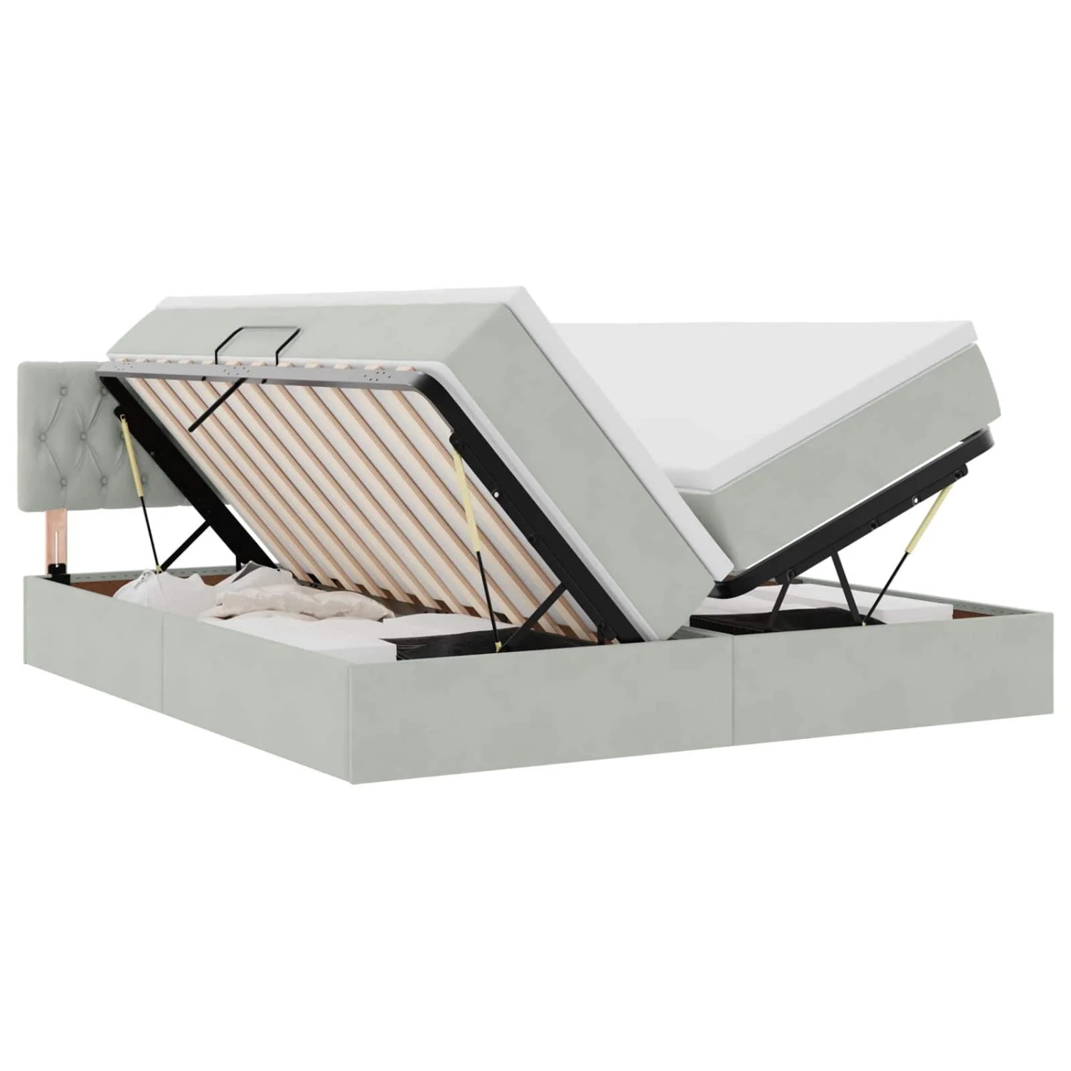 vidaXL Bett mit LED-Lichtleisten Hellgrau 200 x 200 cm Samt 3371627