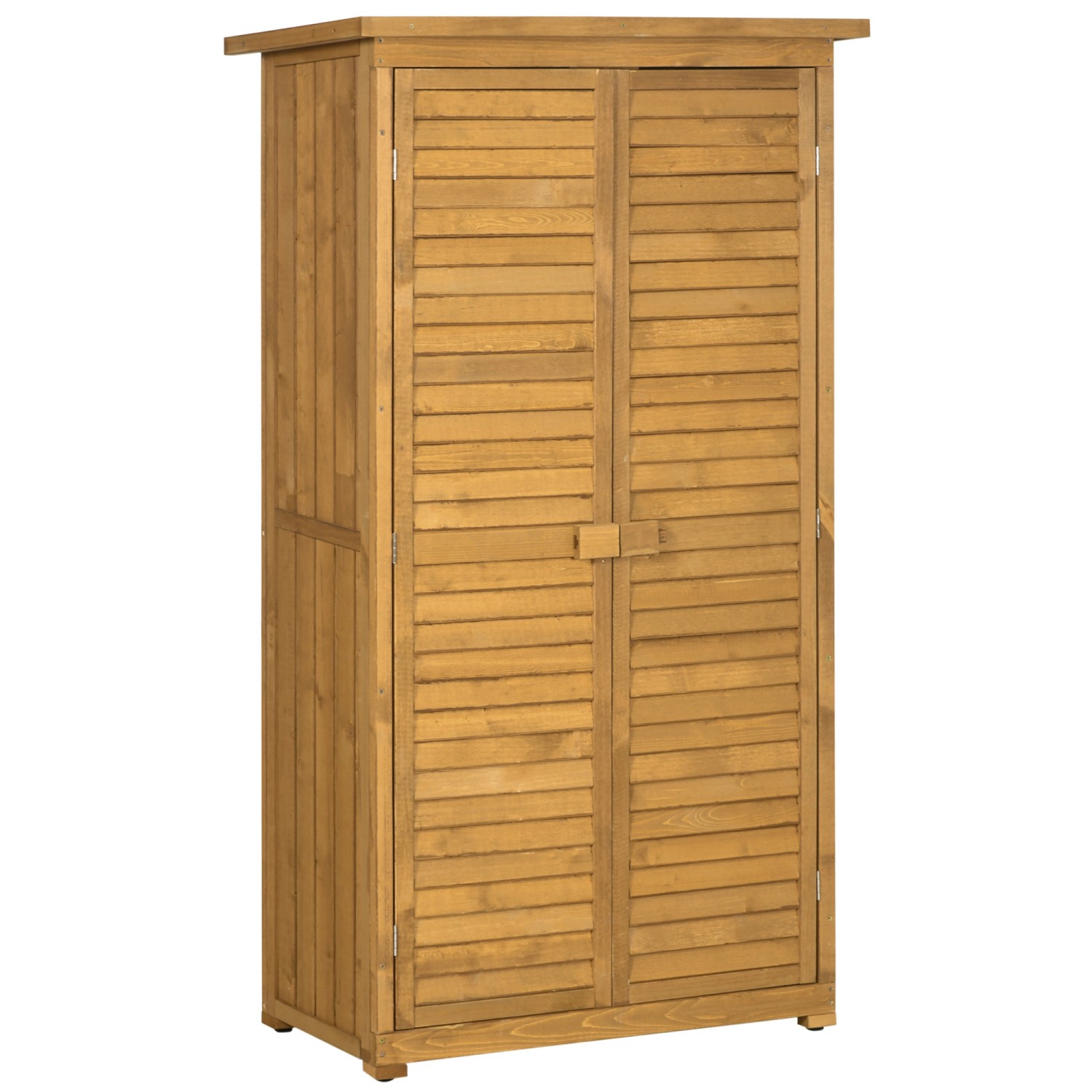Thumbnail - Outsunny Gartenschrank Tannenholz Natur 87 x 46,5 x 160 cm